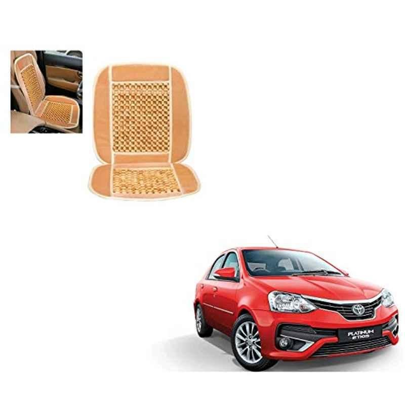Kozdiko Wooden Bead Seat with Beige Velvet Border for Toyota Etios Platinum