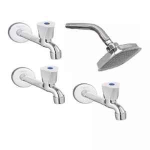 Fastgear 4 Pcs Stainless Steel Silver Chrome Finish Faucet Set with Shower, FG1265