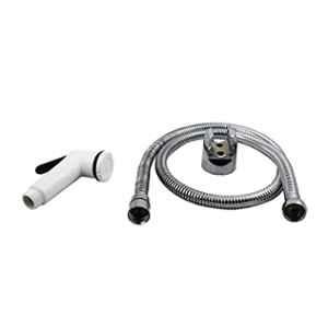 Elegant Casa ABS Health Faucet with Wall Hook & 1m Stainless Steel Chrome Finish Braided Rubber Hose, Siko 1817