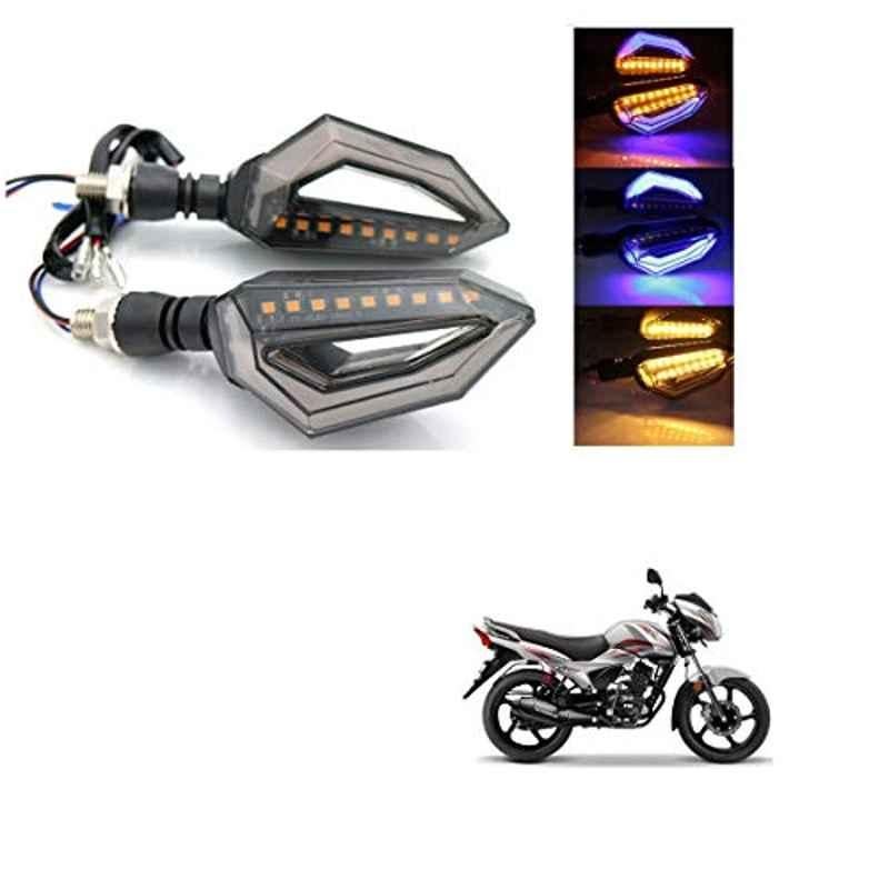 Kozdiko 4 Pcs Bike D Shaped 9 LED Front & Rear Side Turn Signal Indicator Light Set for TVS Untitled-1 Victor