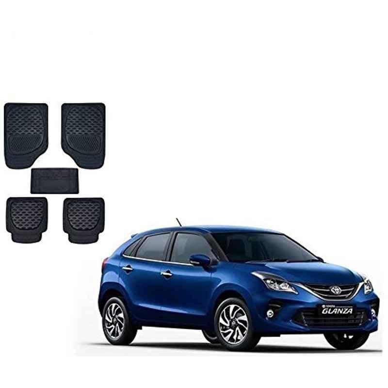 Kozdiko 6255TW 5 Pcs PVC & Rubber Black Car Mat Set for Toyota Glanza