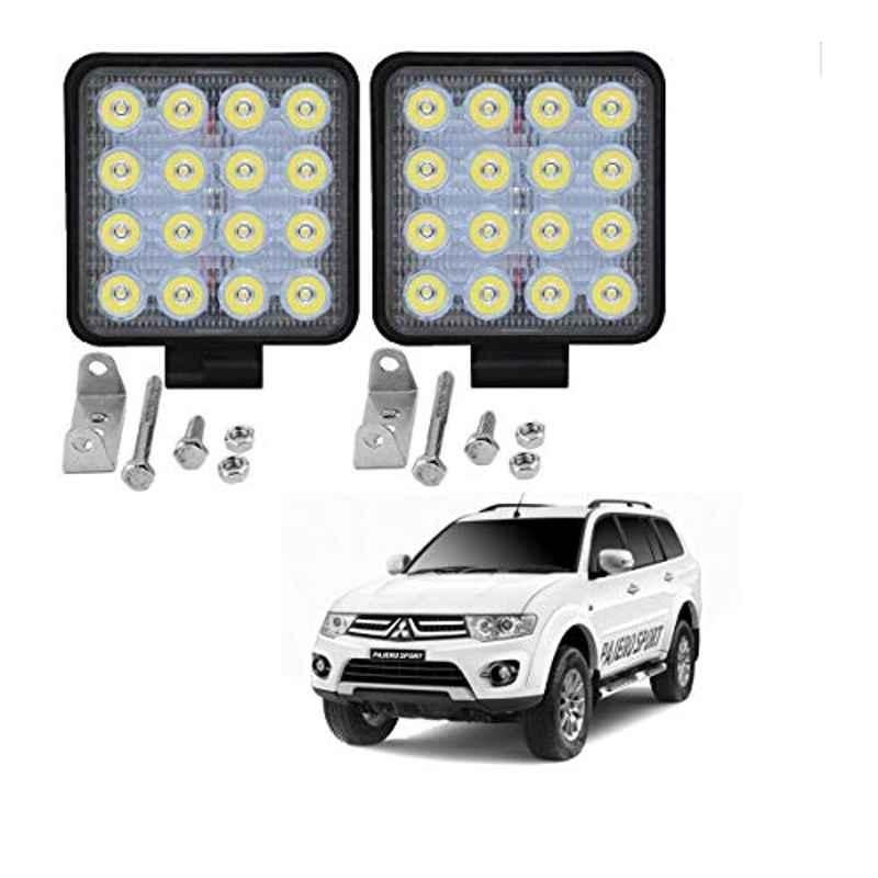 Kozdiko 2 Pcs 48W 16 LED White Square Bright Beam Fog Light Set for Mitsubishi Pajero Sport
