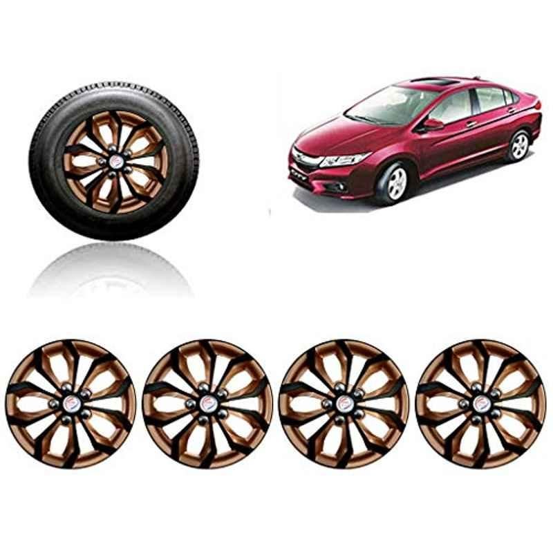 Auto Pearl 4 Pcs 15 inch ABS Black & Copper Car Wheel Cover Set for Honda City Ivtec