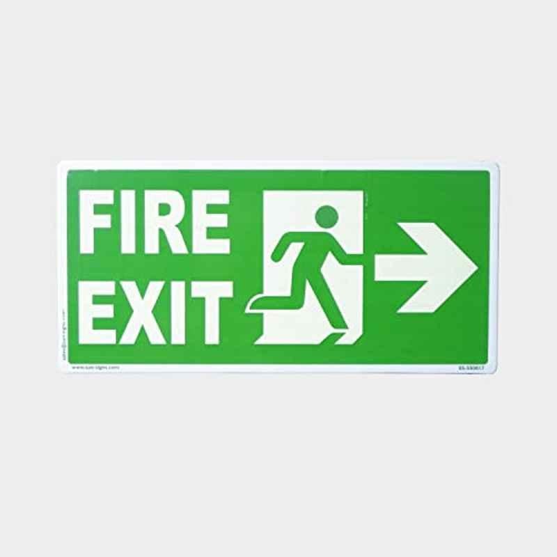SUNSIGNS 12x6 inch ABS Fire Exit Signage Board with Directional Arrow & Running Man, SS0018ABSM3SPIR1A (Pack of 2)