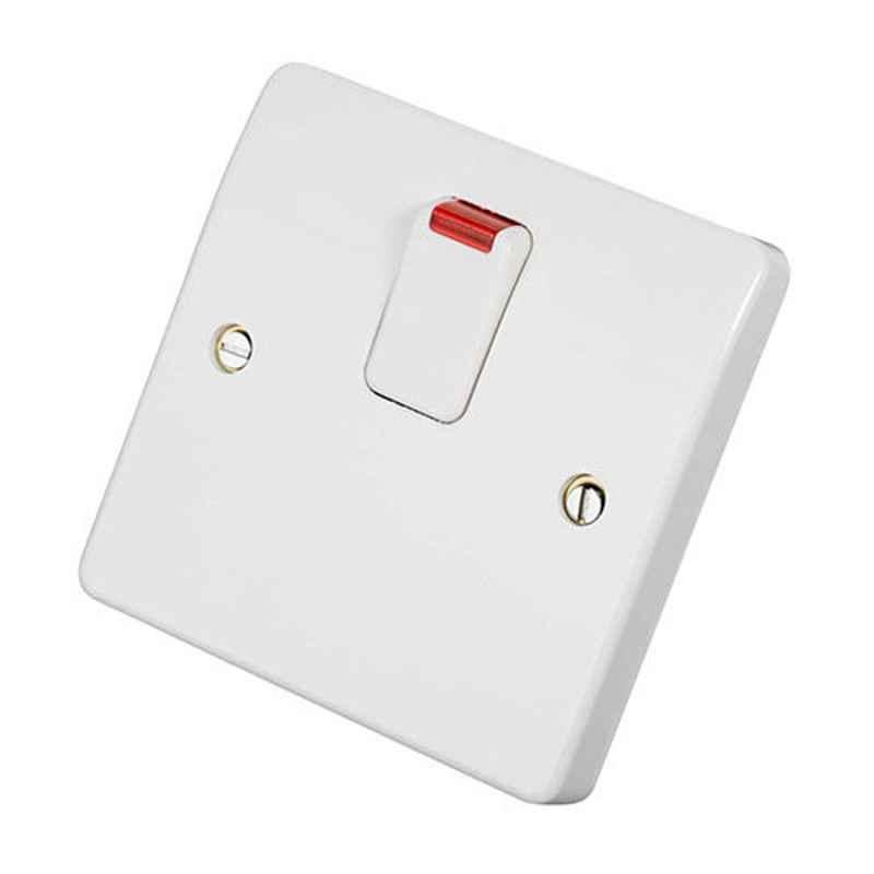 Mk Logic Plus 20A White DP Switch & Neon Flex Outlet, MKK5423WHI, (Pack of 10)