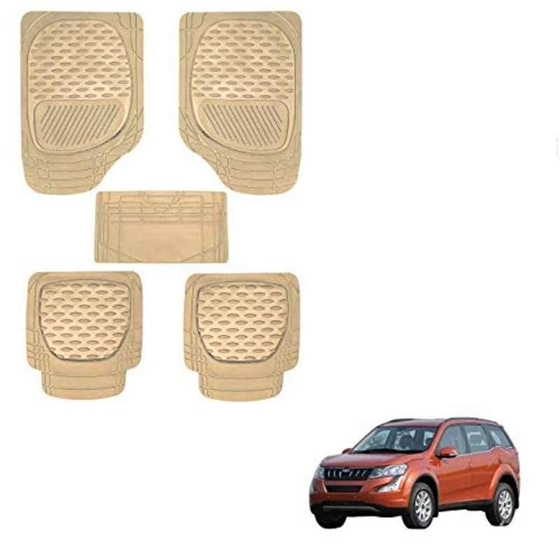 Kozdiko 6255 5 Pcs Rubber & PVC Beige Car Foot Mat Set for Mahindra XUV 700 (Alturas G4)