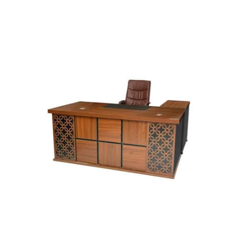 Karnak KDFT877 160x80x75cm Wooden Brown Executive Office Desk Table with 3 Lockable Drawer