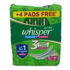 Whisper 48 Pcs White Cotton Disposable Sanitary Pad Packet, Size: XL+