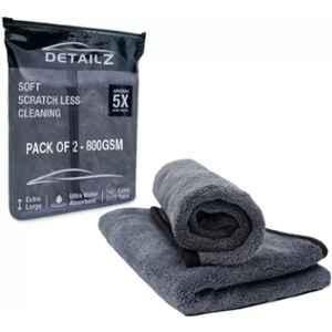 Detailz 40x40cm 800GSM Microfiber Grey Cleaning Cloth for Bike, Laptop & Car (Pack of 2)