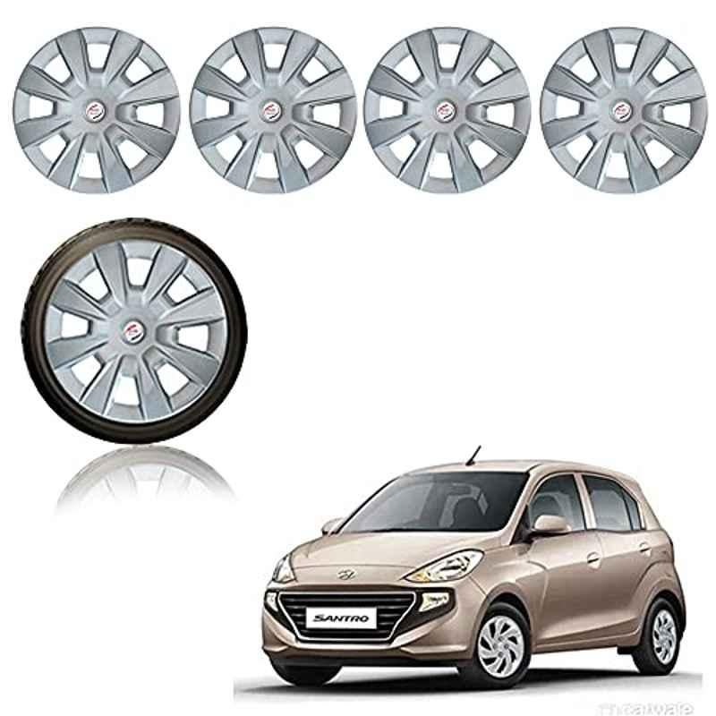 Auto Pearl 4 Pcs 14 inch ABS Silver Car Wheel Cover Set for Hyundai Santro 2018 Sports Asta