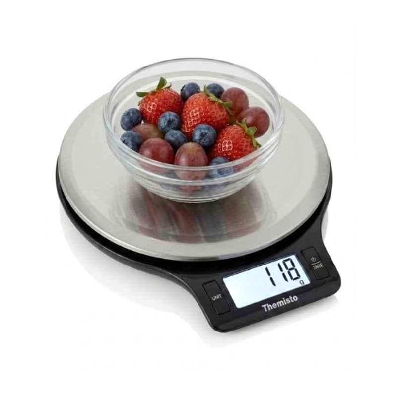 Themisto 5kg Stainless Steel Silver & Black Kitchen Weighing Scale with LCD Display, TH-WS21