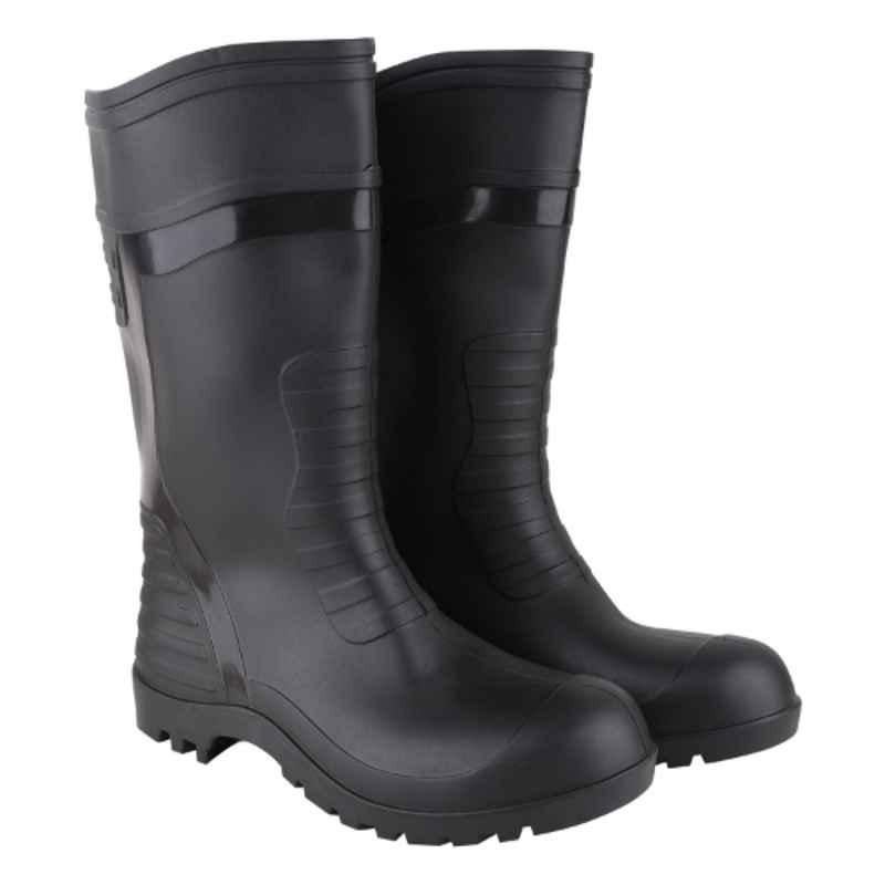 SCORTA Soldier Black Synthetic Soft Toe PVC Double Density Safety Gumboot, Size: 7