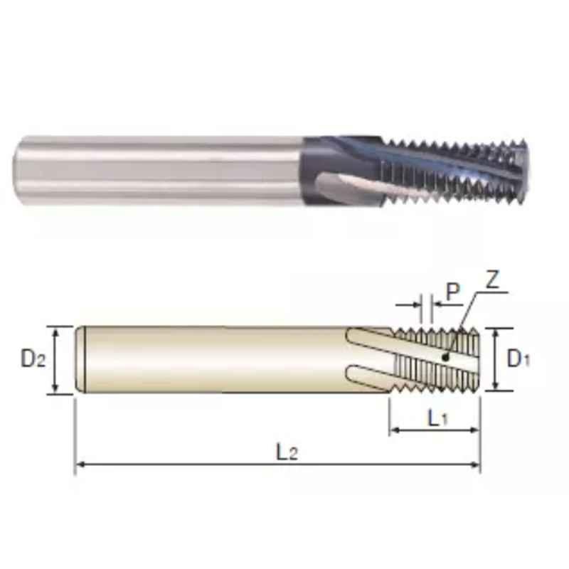 YG1 5/16 inchx10 UNC Internal Thread 5Flute 2D TiN Coated Thread Mill without Coolant Hole (L1413700)