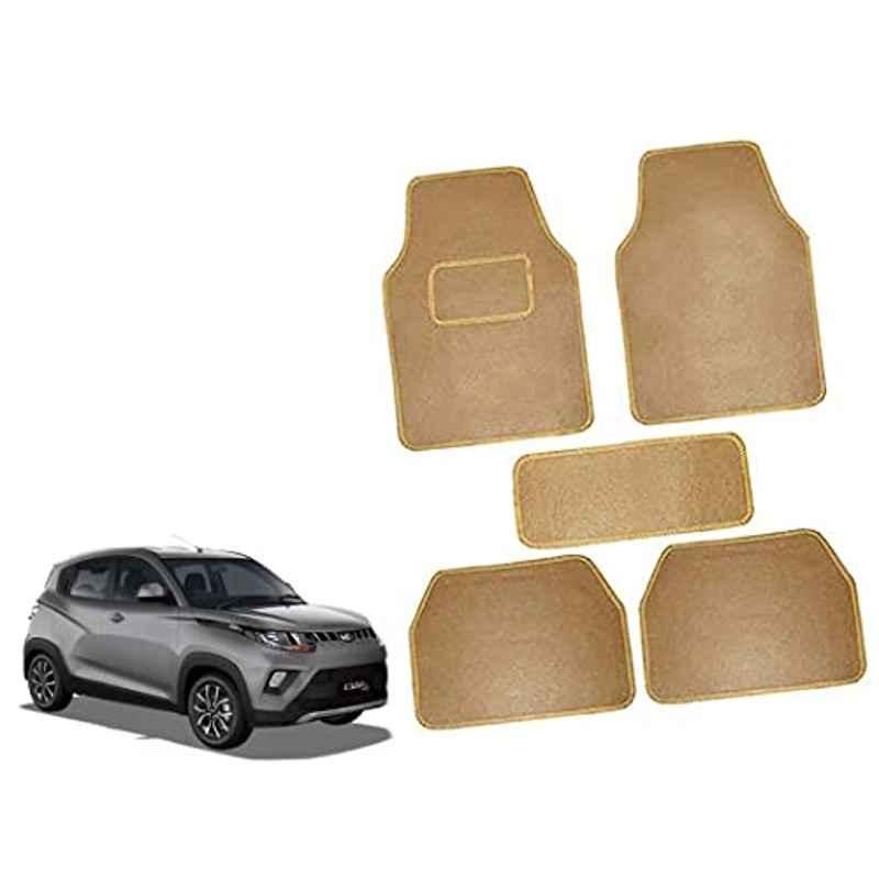 Auto Pearl 5 Pcs Polyester Beige Car Floor Carpet Set for Mahindra KUV 100 2016