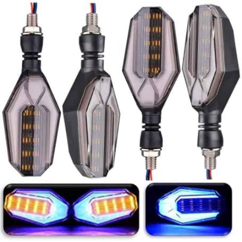 Kozdiko 4 Pcs Plastic Front & Rear U Shape Dual Color DRL LED BIke Indicator Set for Hero Electric Photon