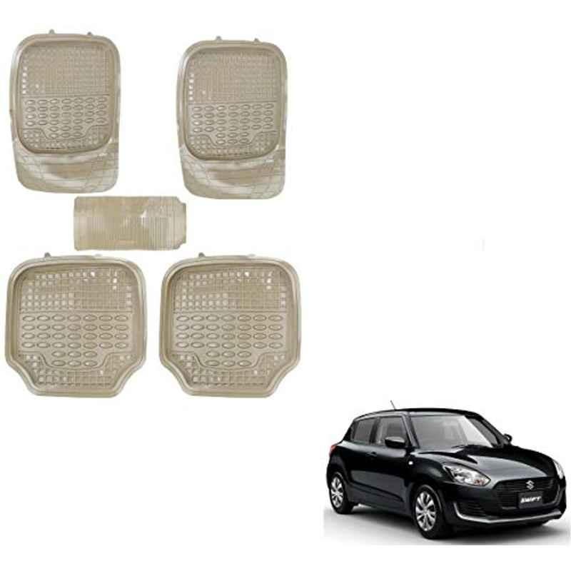 Kozdiko 5 Pcs 4G Beige Rubber & PVC Heavy Car Foot Mat Set for Maruti Suzuki Swift 2018, koz_81012