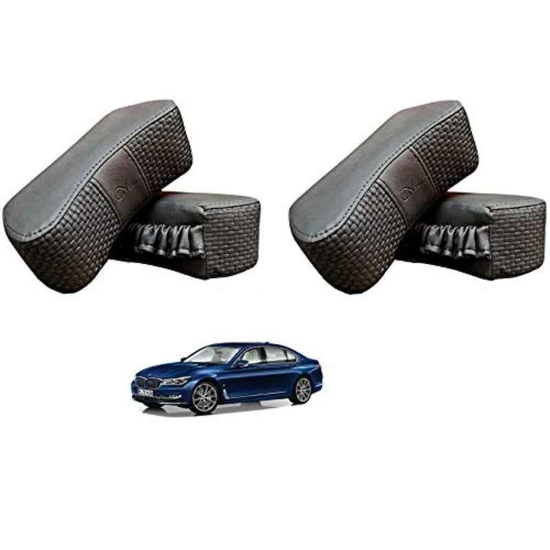 Kozdiko 4 Pcs CV Designer Grey Leatherite Neck Rest Car Cushion Pillow Set for BMW 7 Series