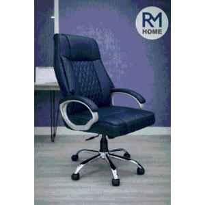 RM HOME Royal Leather High Back Blue Ergonomic Revolving Chair