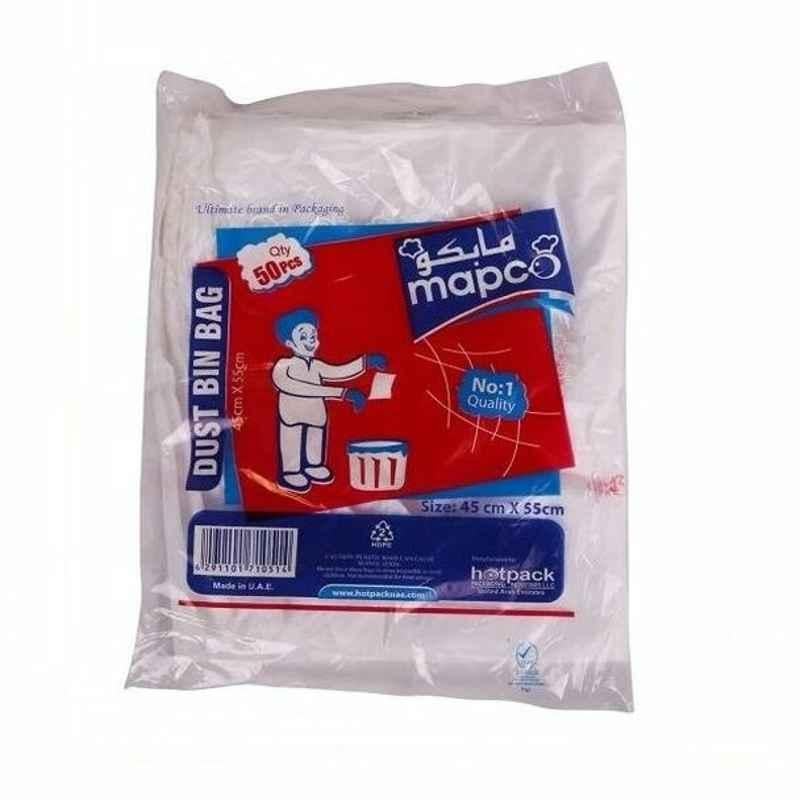 Hotpack Disposable Dust Bin Bag, DBB, 45x55cm, White, 50 Pcs/Pack
