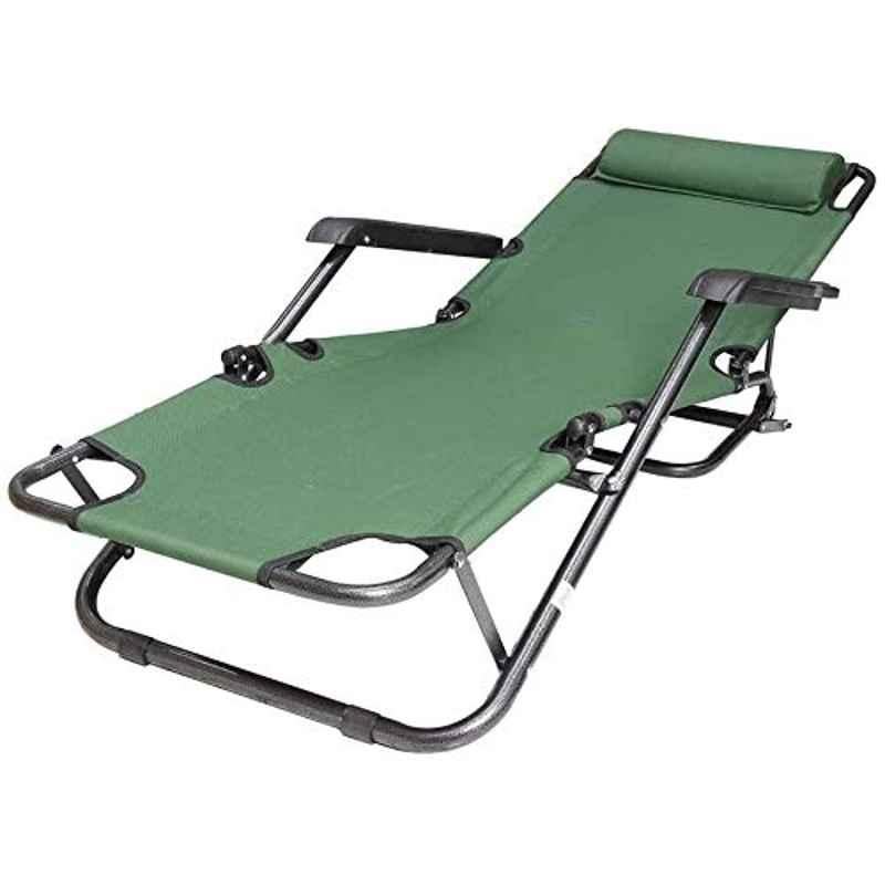 Rubik Polyester & Metal Green 2 in1 Outdoor Folding Chaise Lounge Chair Bed
