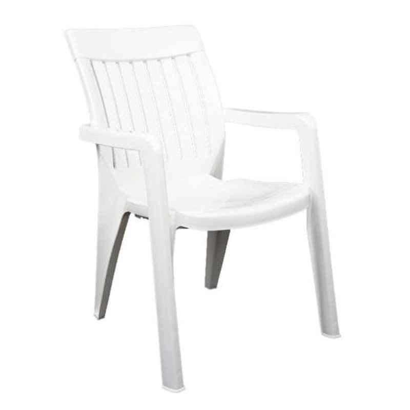 Italica Polypropylene White Luxury Arm Chair, 9012-1
