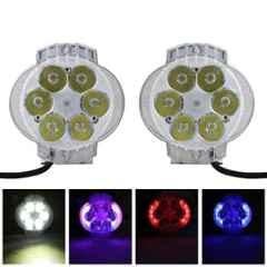 AllExtreme EX6FO2P 2 Pcs 6 LED 7/8 inch 18W Oval Handlebar Mirror Mount Multicolour Waterproof Fog Headlamp Set
