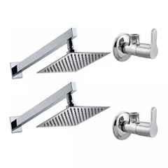 Fastgear 4 Pcs Marc Stainless Steel Silver Chrome Finish Faucet Set with Shower, FG159