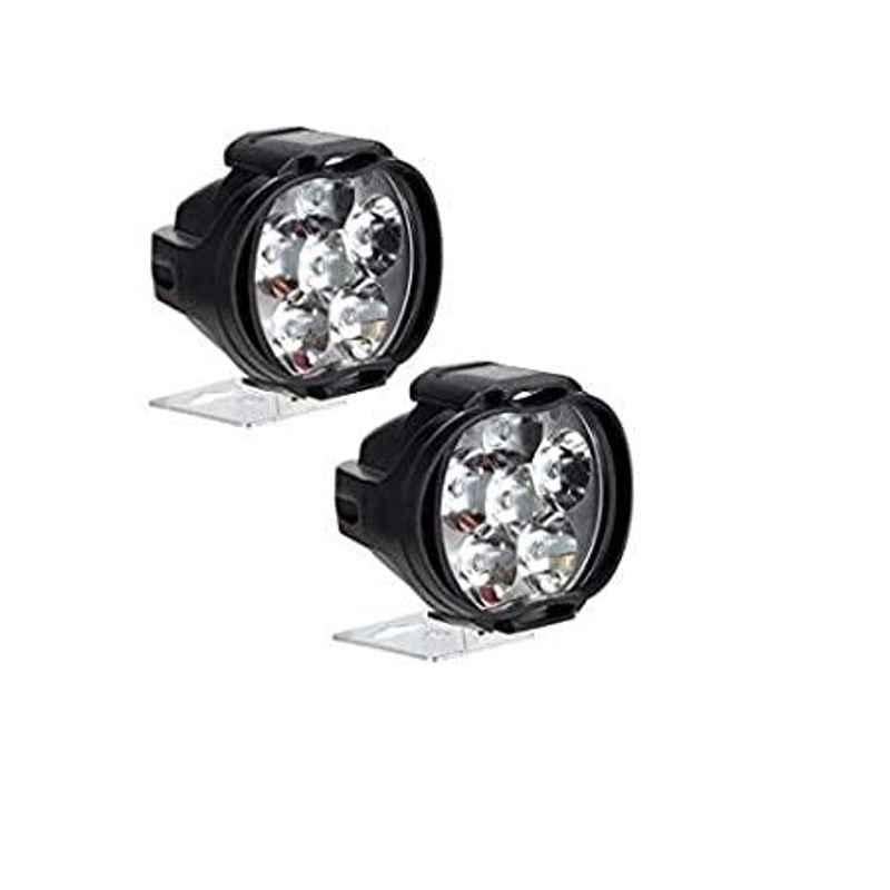 AOW LED Small Round Auxiliary Bike Fog Lamp Light Assembly White (Set of 2) with Switch Universal for All Bikes T-3