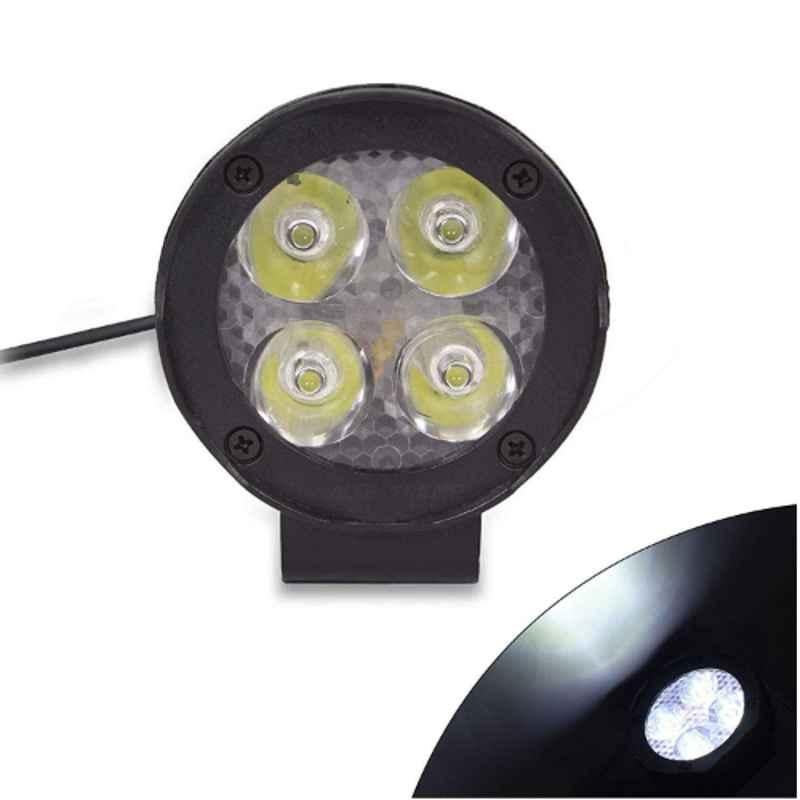AllExtreme EX4F3I1 4 LED 3 inch 12W Round White Waterproof Fog Light with Mounting Stand