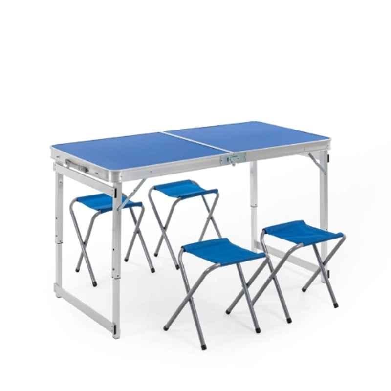 Corvids 100kg Aluminum Height Adjustable Folding Table with 4 Oxford Mat Chairs & Carrying Handle, CFTC-01 (BL)