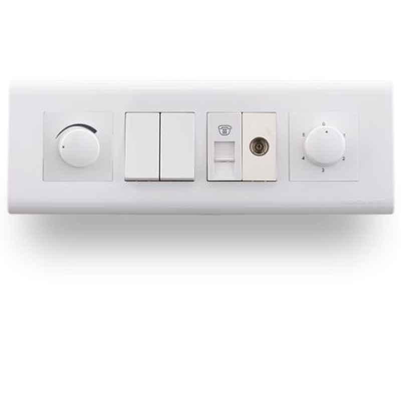 Wipro North West Nowa 6-25A 6 Pin 2 Module Silver Grey Power Socket, A1352 (Pack of 10)