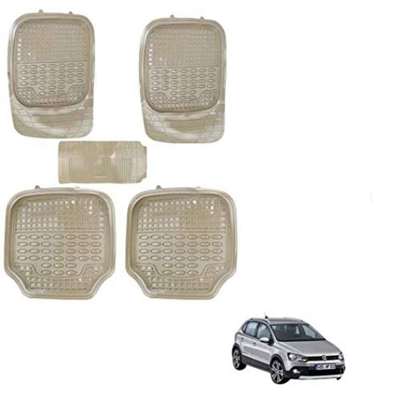 Kozdiko 5 Pcs 4G Beige Rubber & PVC Heavy Car Foot Mat Set for Volkswagen Polo Cross, koz_80867