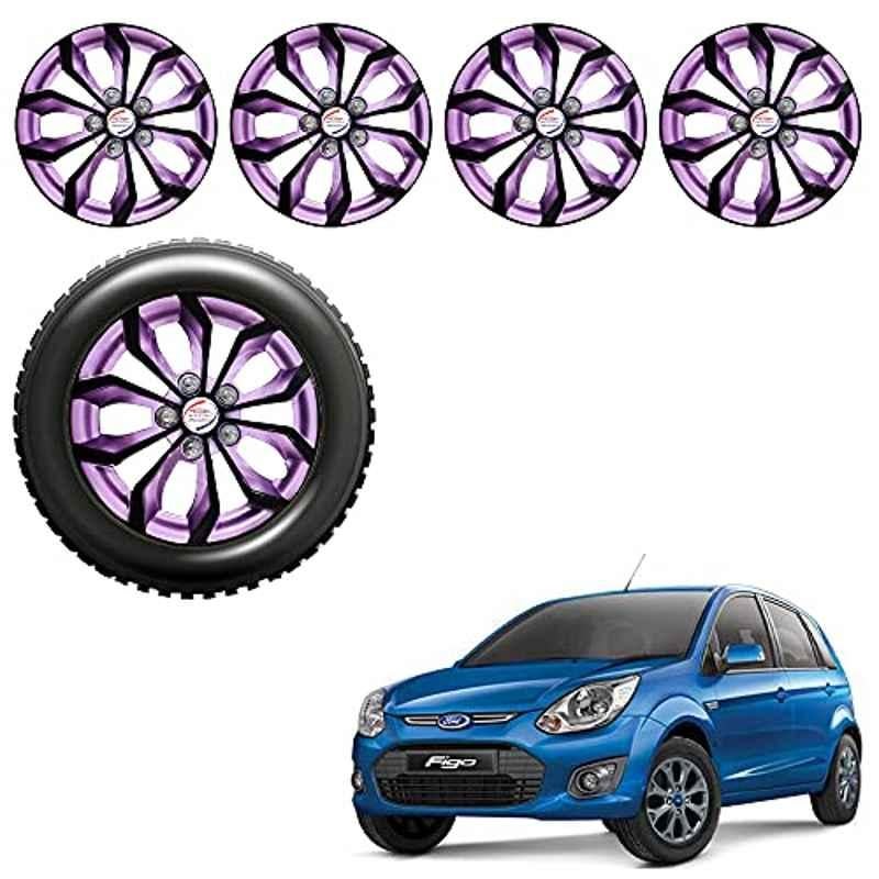 Auto Pearl 4 Pcs 14 inch Black ABS Press Type Hubcap Wheel Cover Set with Retention Ring for Ford FigoType2