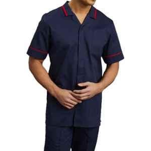 Superb Uniforms Polyester & Viscose Navy Blue Half Sleeves Nurse Tunic for Men, SUW/N/MMT02, Size: S