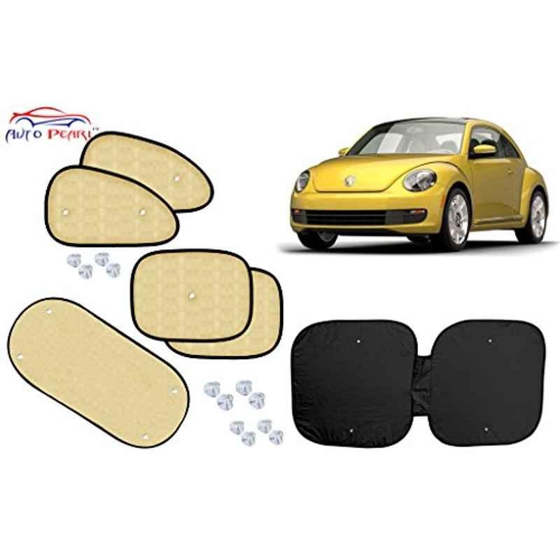 Auto Pearl 6 Pcs PVC & Mesh Beige Window, Front & Rear Sun Shade Set for Volkswagen Beetle