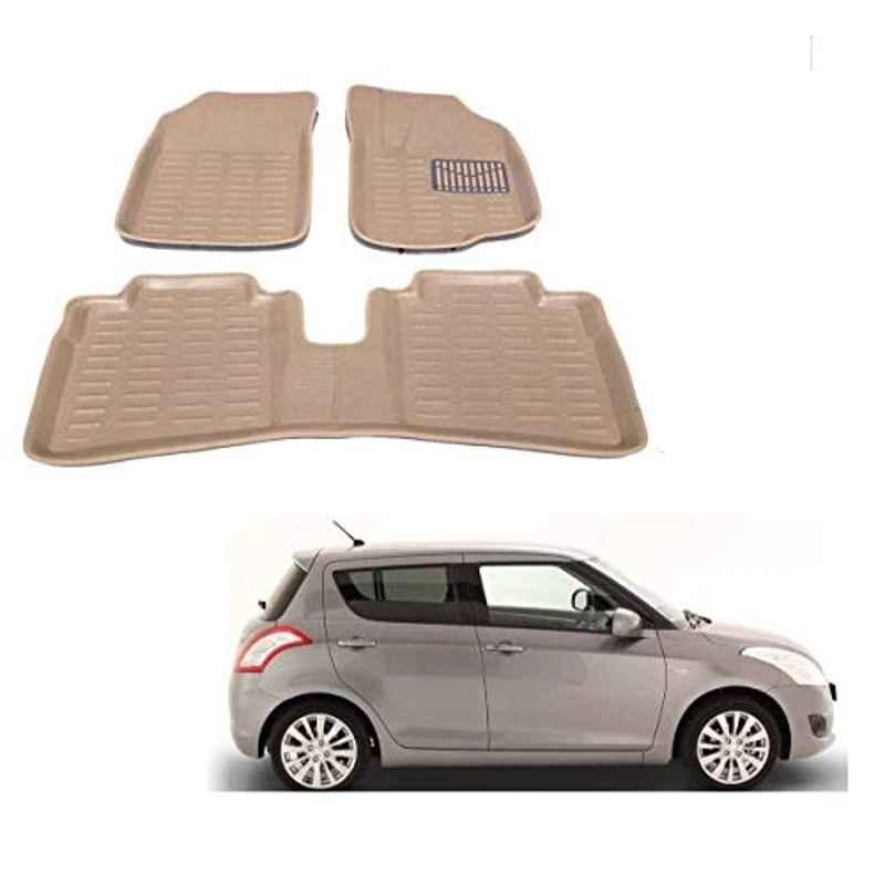 Kozdiko 3D Beige Car Foot Mat Set for Maruti Suzuki Swift Type-2 2011-2017, koz_88103