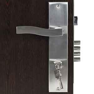 Homexpert Viva 10 inch 60mm Stainless Steel Silver Cylindrical Plate Both Side Key Mortise Door Lock Set