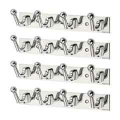 Aligarian 4 Leg Stainless Steel Silver Polished Finish Wall Mounted Rocksy Cloth Hook Hanger (Pack of 4)