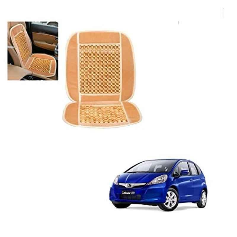 Kozdiko Wooden Bead Seat with Beige Velvet Border for Honda Old Jazz 2009-2014
