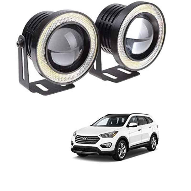 Kozdiko 2 Pcs 15W 3.5 inch High Power White LED Projector COB Fog Light Set with White Angel Eye Ring for Hyundai Santafe, koz_89367