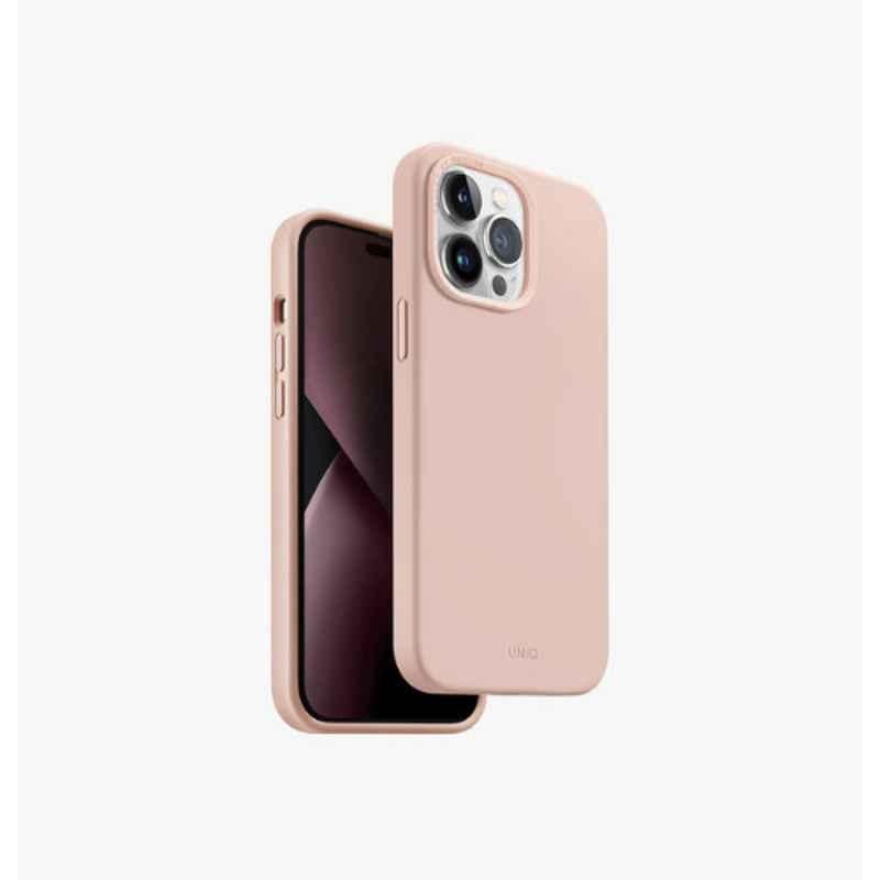 Uniq Hybrid Lino Hue Silicone Blush Pink MagClick Charging Case for iPhone 14 Pro Max