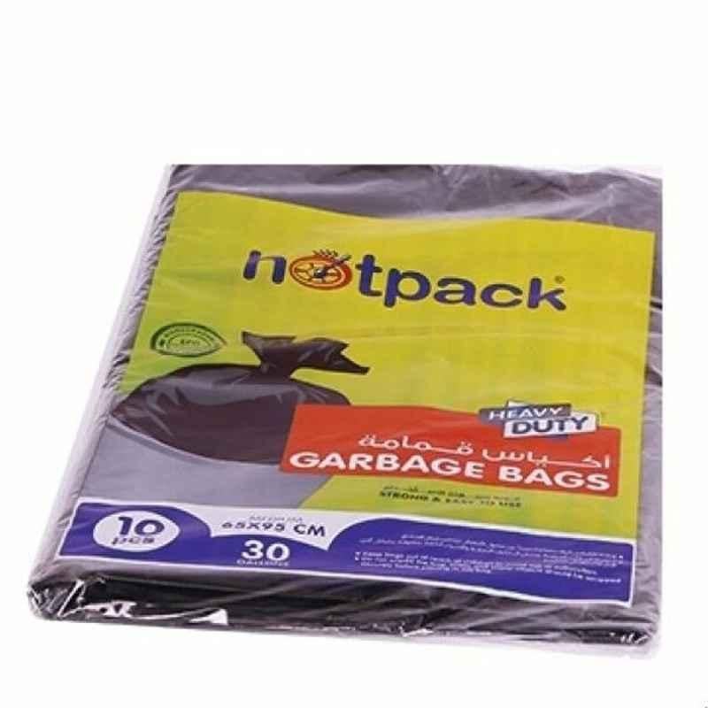 Hotpack Heavy Duty Garbage Bag, GH6595, 30 Gallon, M, 65x95cm, Black, 10 Pcs/Pack