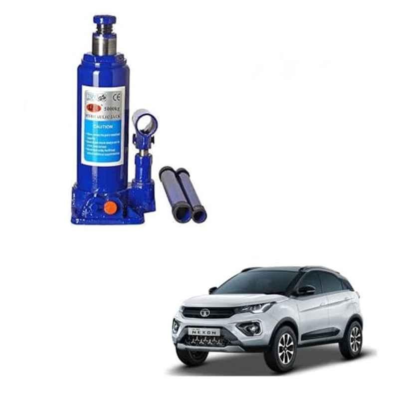 Kozdiko 5 Ton Iron Blue Hydraulic Bottle Jack with Two Rods for Tata Nexon EV