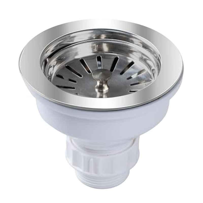 Plantex Deluxe Stainless Steel 304 Chrome Finish Round Waste Coupling for Kitchen Sink, APS-1592