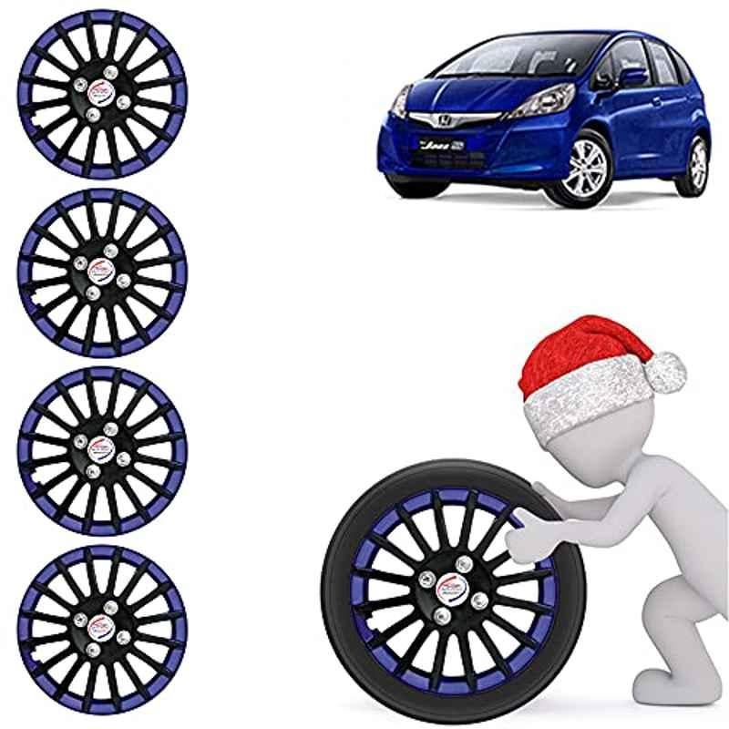 Auto Pearl 4 Pcs 15 inch ABS Black & Blue Press Fitting Wheel Cover Set for Honda Jazz