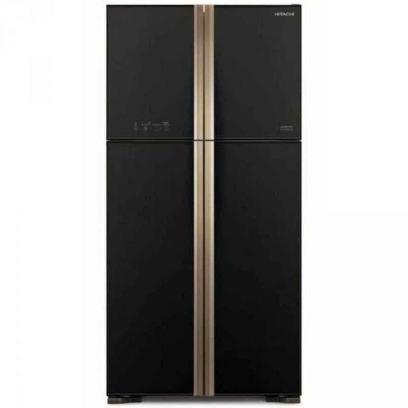 Hitachi 610L Glass Black French 4-Door Refrigerator, RW610PUK4GBK