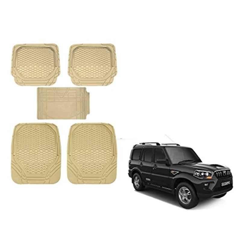 Kozdiko 5 Pcs 8855TW Beige Car Foot Mat Set for Mahindra Scorpio, koz_27788