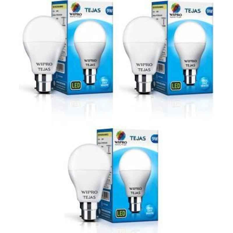 Wipro Tejas 9W Cool Day White Standard B22 LED Bulb, N95001 (Pack of 3)
