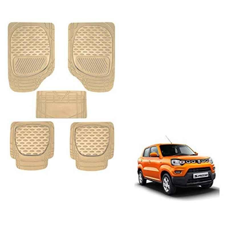 Kozdiko 6255 5 Pcs Rubber & PVC Beige Car Foot Mat Set for Maruti Suzuki Swift Dzire 2017