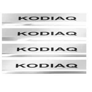 SureStrive 4 Pcs Stainless Steel Silver Footstep Sill Plate Set without LED for Skoda Kodiaq All Model